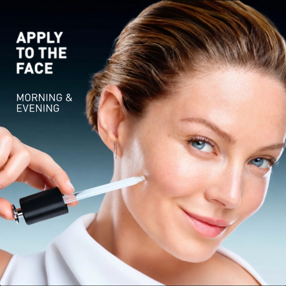 Applying Filorga Pro-Collagen Micro-Growth Factor firming serum morning and evening